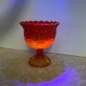 L.E. Smith Amberina candy dish